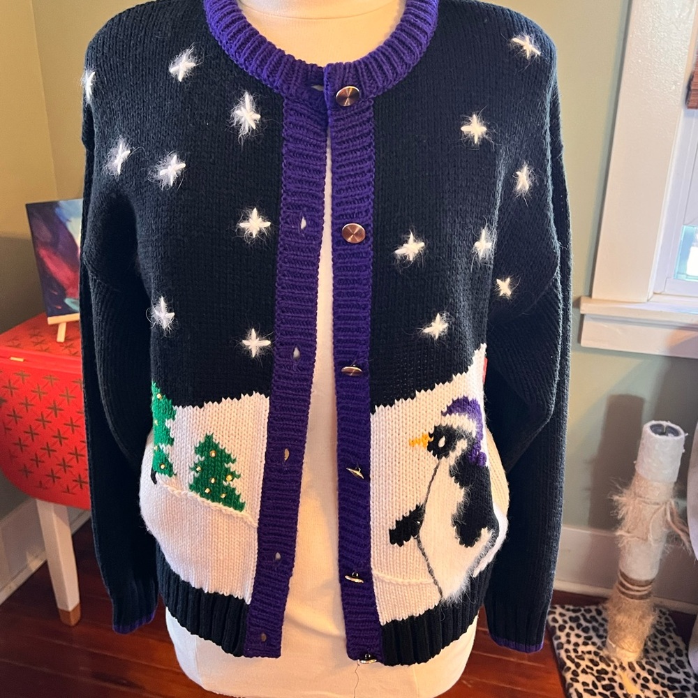 Festive Penguin and Tree Cardigan